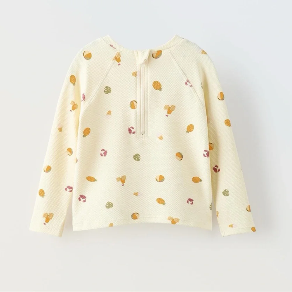 Zara kids, vanilla, printed swim T-shirt, 3-4 years